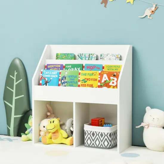 Costway Kids Wooden Bookshelf Bookcase Children Toy Storage Cabinet Organizer {3}
