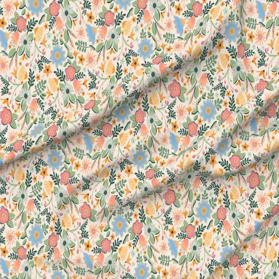 Various Fabrics by the Yard or Fat Quarter Whimsical Flowers Pink Blue Green Retro Spring Floral Custom Printed Fabric by Spoonflower {6}