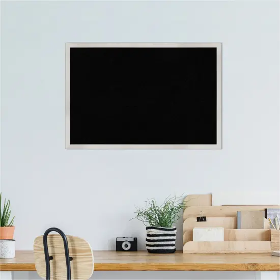 Svelte Wood Framed Corkboard, Black Cork Svelte Silver {6}