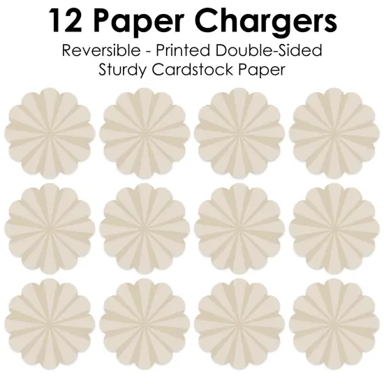 Big Dot of Happiness Tan Stripes - Simple Party Round Table Decorations - Paper Chargers - Place Setting For 12 {7}