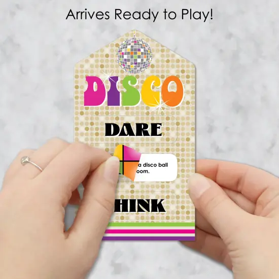 Big Dot of Happiness 70's Disco - 1970s Disco Fever Party Game Pickle Cards - Dare, Drink, Think Pull Tabs - Set of 12 {3}