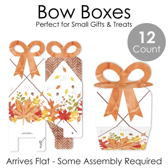 Big Dot of Happiness Fall Foliage - Square Favor Gift Boxes - Autumn Leaves Party Bow Boxes - Set of 12 {7}