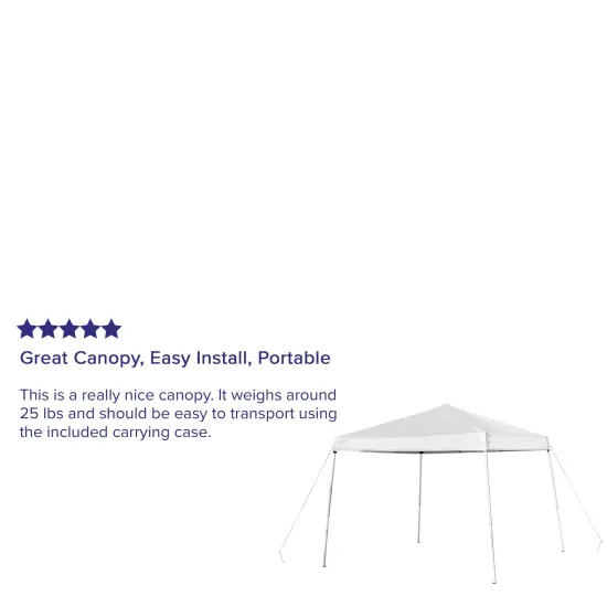 Emma and Oliver Tamar 10'x10'Weather Resistant, UV Coated Pop Up Canopy Tent with Reinforced Corners, Height Adjustable Frame and Carry Bag White {4}