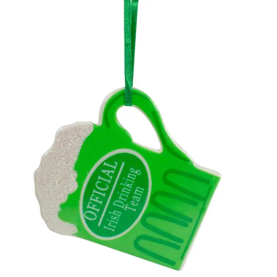 Kurt Adler 4" Luck of the Irish Official Drinking Team Beer Mug Christmas Ornament Green {1}