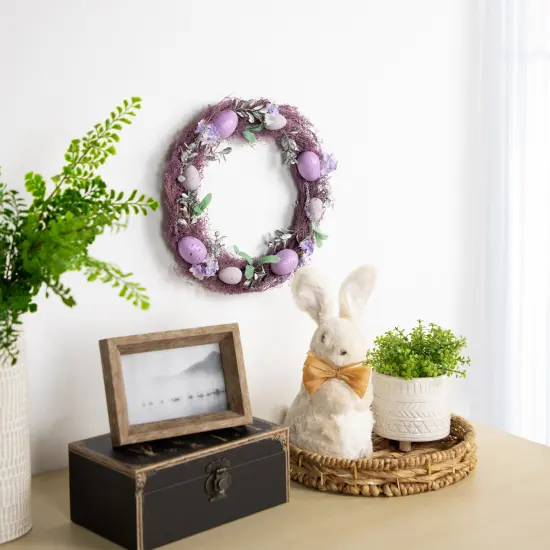 Northlight Speckled Egg Floral Easter Twig Wreath - 12" - Lavender Purple {3}