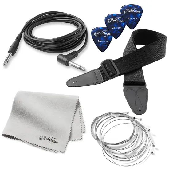 Ashthorpe 39-Inch Electric Guitar, Full-Size Guitar Kit with Padded Gig Bag, Tremolo Bar, Strap, Strings, Cable, Cloth, Picks {6}
