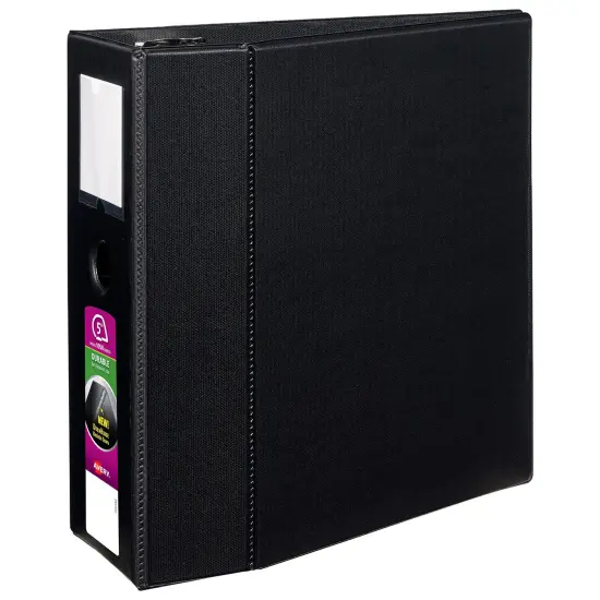Avery Durable 3 Ring Binder, 5" One Touch EZD Rings, Label Holder, Locking Rings, 1 Black Binder (08901) {1}