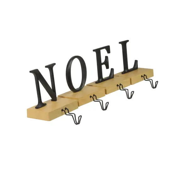 Northlight Metal Lettered "NOEL" Christmas Wooden Stocking Holders - 6" - Set of 4 Brown {3}