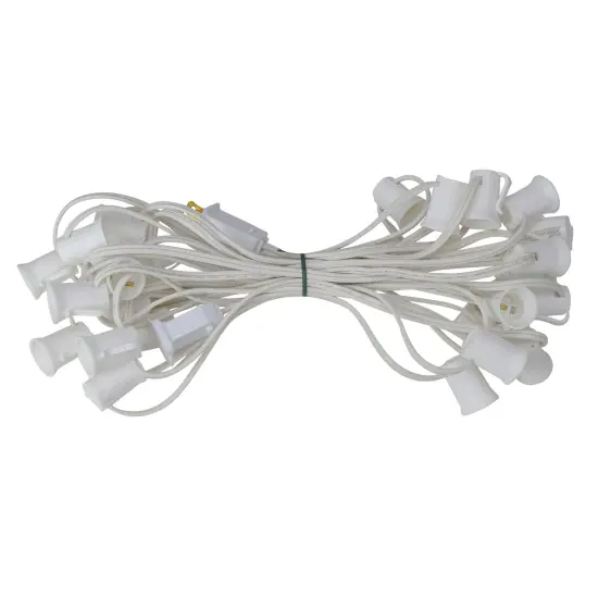 Northlight Commercial Grade C9 Christmas Light Socket Set - 25' White Wire - 18 Gauge {1}