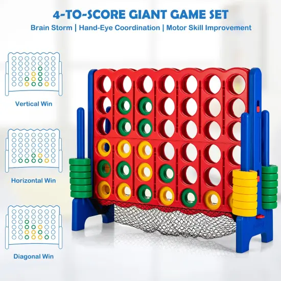 Costway 4-to-Score Giant Game Set 4-in-a-Row Connect Game W/Net Storage for Kids & Adult {5}