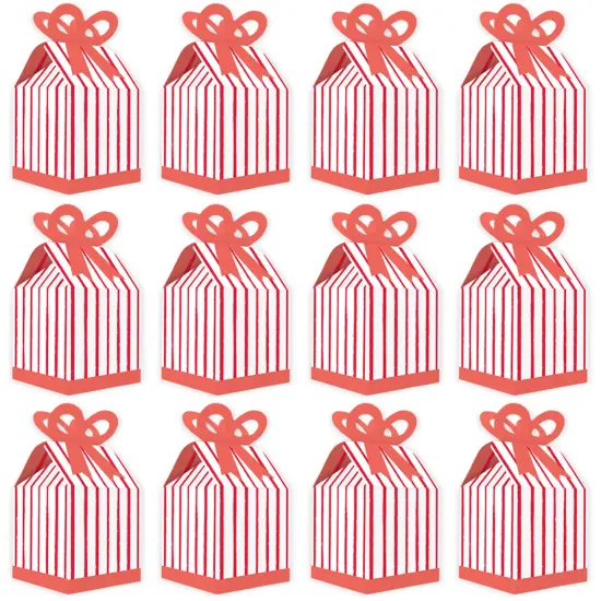 Big Dot of Happiness Red Stripes - Square Favor Gift Boxes - Simple Party Bow Boxes - Set of 12 {6}
