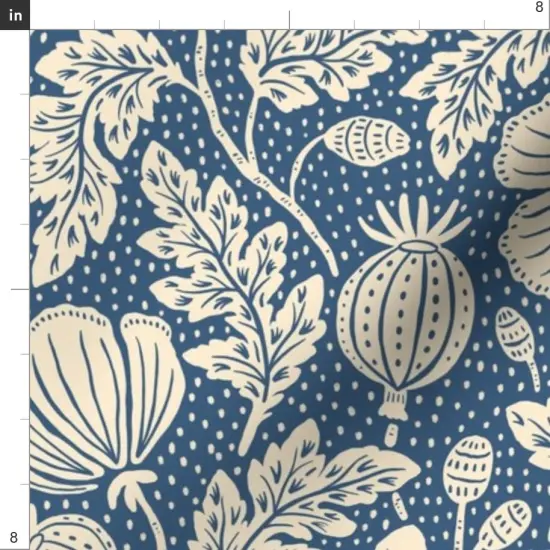 Various Fabrics by the Yard or Fat Quarter Vintage Floral Blue Botanical Garden Bloom Meadow Wildflower Custom Printed Fabric by Spoonflower {4}