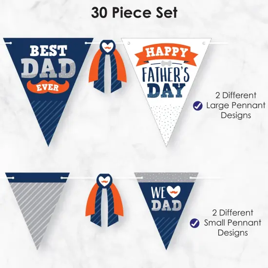 Big Dot of Happiness Happy Father's Day - DIY We Love Dad Party Pennant Garland Decoration - Triangle Banner - 30 Pieces {7}
