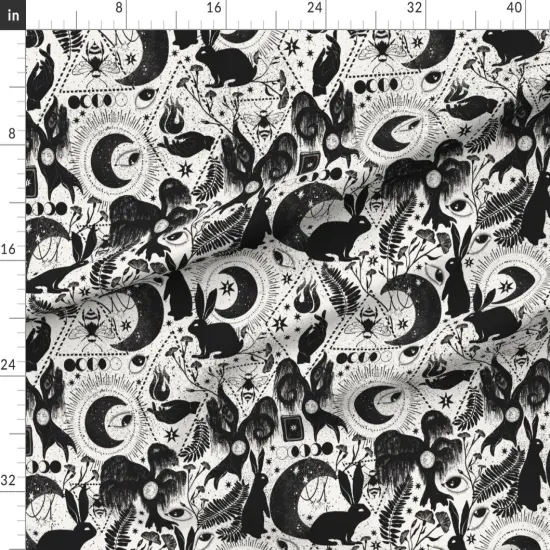 Various Fabrics by the Yard or Fat Quarter Occult Black And White Fantasy Magic Eye Witch Bee Clock Spiritual Wicked Magicians Phantasmagoria Custom Printed Fabric by Spoonflower {1}