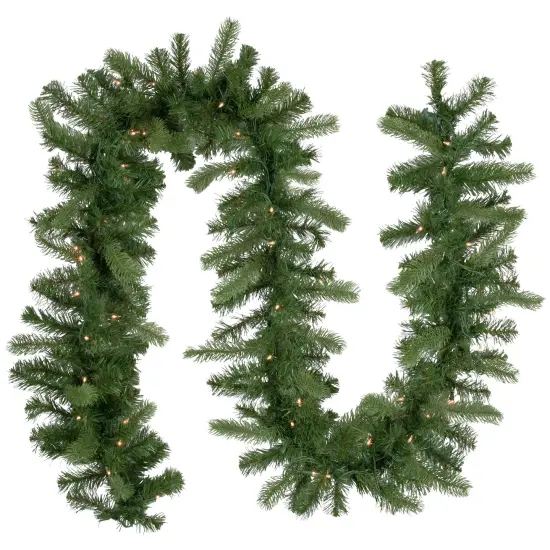 Northlight Pre-Lit Noble Fir Artificial Christmas Garland - 9' x 10" - Clear Lights Green {3}