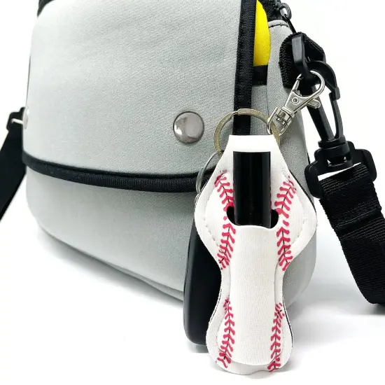 Wrapables 10 Pack Chapstick Holder Keychain with 10 Pieces Metal Clasps Baseball/Softball {4}