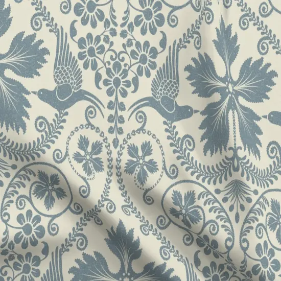 Various Fabrics by the Yard or Fat Quarter Bird Blue Flowers Botanical Floral Damask Italian Villa Large Scale Custom Printed Fabric by Spoonflower {5}