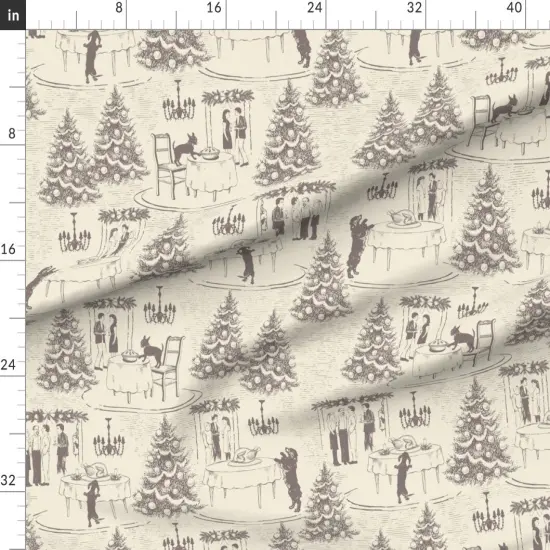 Various Fabrics by the Yard or Fat Quarter Toile Retro Dog Funny Earth Tones Neutral Custom Printed Fabric by Spoonflower {1}