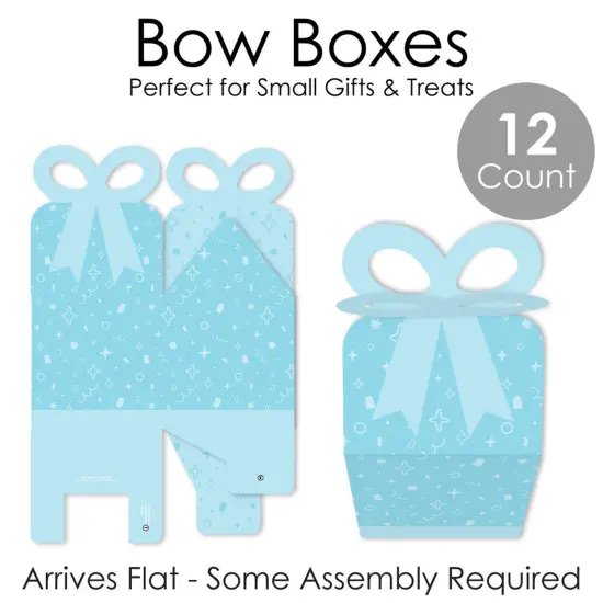 Big Dot of Happiness Blue Confetti Stars - Square Favor Gift Boxes - Simple Party Bow Boxes - Set of 12 {7}