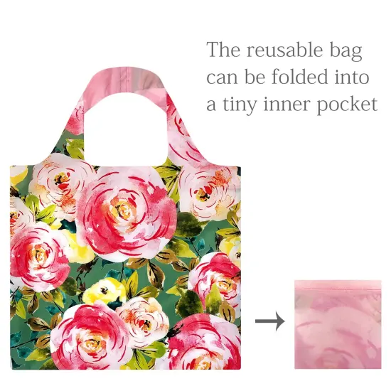 Wrapables AllyBag Collection Reusable Shopping Bag Pink Peonies {6}