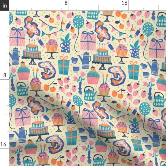 Various Fabrics by the Yard or Fat Quarter Party Pink Cupcake Birthday Balloon Pastel Candles Strawberry Cake Carp Surprise Koi Custom Printed Fabric by Spoonflower {2}