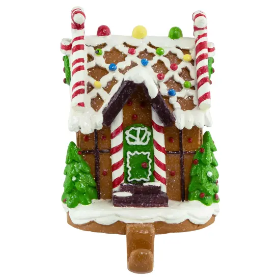 Northlight 6" Gingerbread House Christmas Stocking Holder White {1}