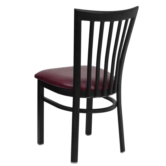 Emma and Oliver School House Back Metal Restaurant Dining Chair BurgVYL/BlackMetal {4}