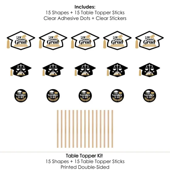 Big Dot of Happiness Law School Grad - Future Lawyer Graduation Party Centerpiece Sticks - Table Toppers - Set of 15 {7}