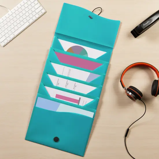 Avery Slide & View Expanding File Folder, 6 Pockets, Letter Size, 1 Aqua Folder (73544) {3}