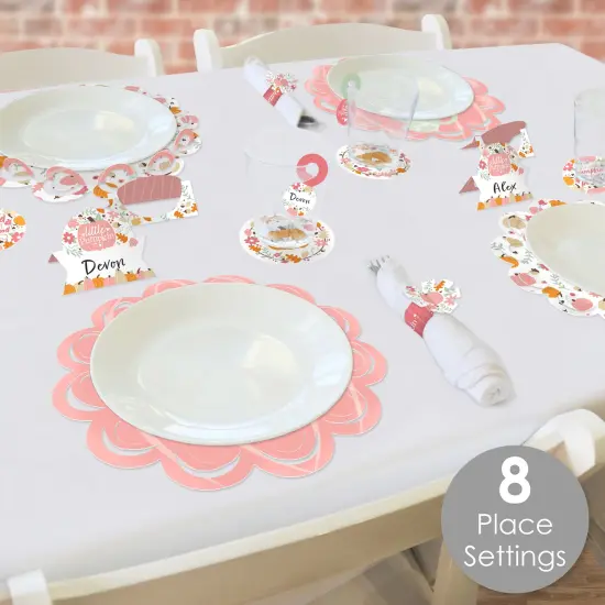 Big Dot of Happiness Girl Little Pumpkin - Fall Birthday or Baby Shower Paper Charger and Table Decorations - Chargerific Kit - Place Setting for 8 {3}
