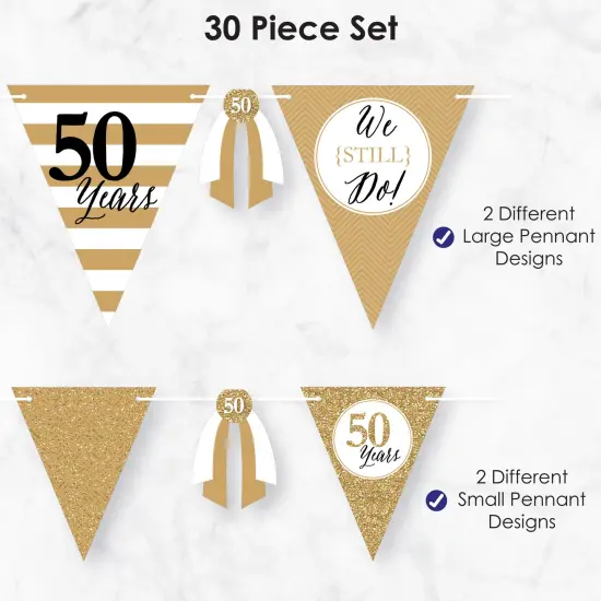 Big Dot of Happiness We Still Do - 50th Wedding Anniversary - DIY Anniversary Party Pennant Garland Decoration - Triangle Banner - 30 Pieces {6}