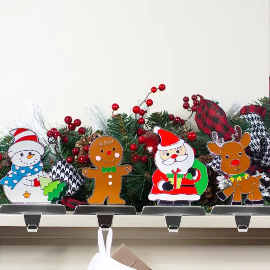 Northlight Set of 4 Christmas Figures Stocking Holders with Silver Base Multi {3}