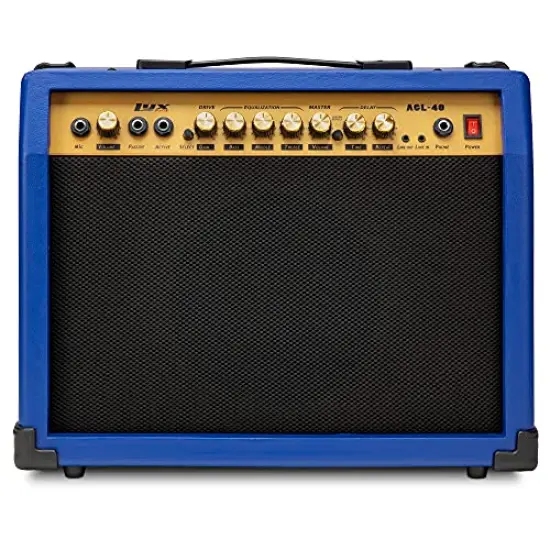 LyxPro Electric Guitar Amp, 40 Watt Portable Amplifier Blue {1}
