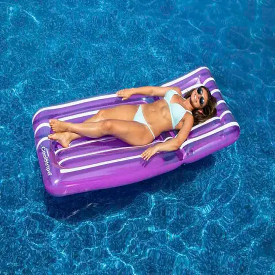 Swim Central 72" Inflatable Purple and White Cool Stripe Swimming Pool Mattress Float {3}