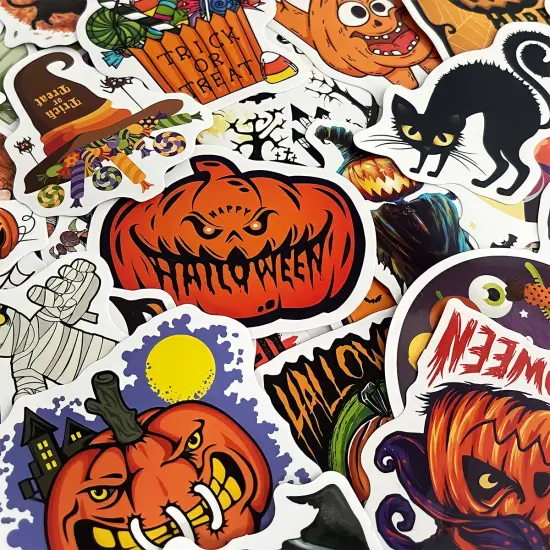 Wrapables Waterproof Vinyl Stickers for Water Bottles, Laptop, Phones, Skateboards, Decals for Teens, 100pcs Trick or Treat {4}