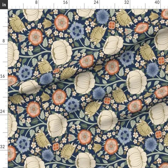 Various Fabrics by the Yard or Fat Quarter Victorian Botanical Flowers Railroaded Art Nouveau Custom Printed Fabric by Spoonflower {1}