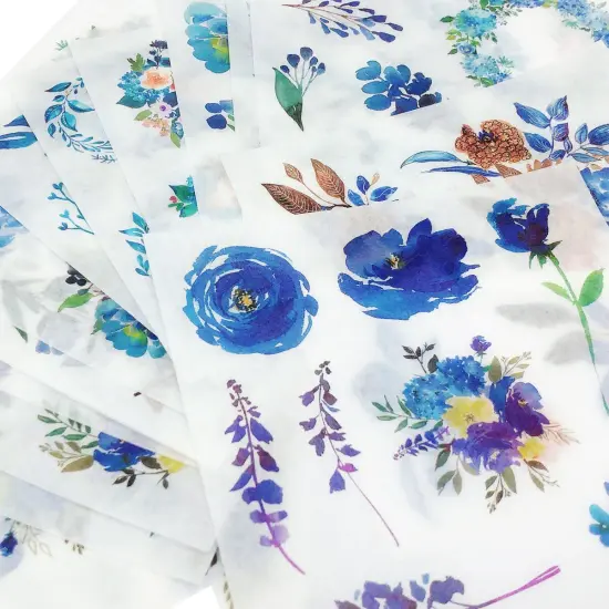 Wrapables Washi Scrapbooking Stickers Box Set Blue Floral {3}