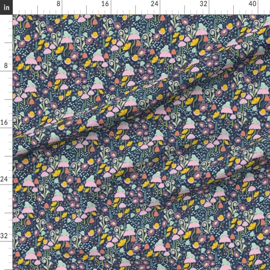 Various Fabrics by the Yard or Fat Quarter Whimsical Forest Blue Snails Frogs Mushrooms Small Scale Custom Printed Fabric by Spoonflower {1}