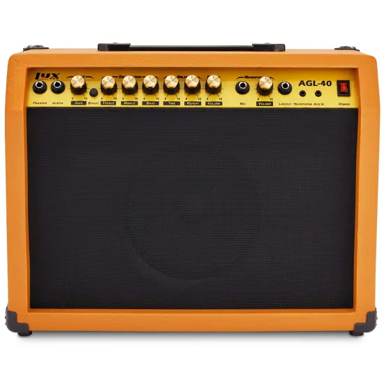 LyxPro Electric Guitar Amp, 40 Watt Portable Amplifier Mahogany {1}
