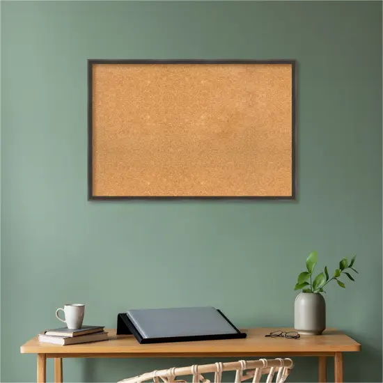 Hardwood Wedge Wood Framed Corkboard, Natural Cork Chocolate {5}