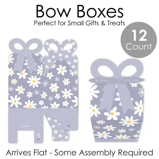 Big Dot of Happiness Purple Daisy Flowers - Square Favor Gift Boxes - Floral Party Bow Boxes - Set of 12 {7}