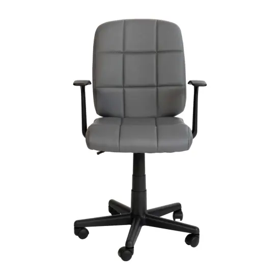 Emma and Oliver Mid-Back Quilted Vinyl Swivel Task Office Chair with Arms Gray {3}