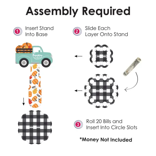 Big Dot of Happiness Happy Fall Truck - DIY Harvest Pumpkin Party Money Holder Gift - Cash Cake {6}