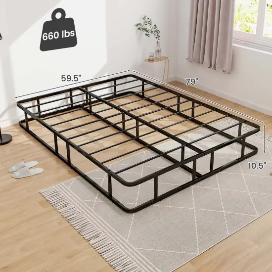 Costway Queen Size Metal Platform Bed Frame Mattress Foundation with Slat Support Black {3}