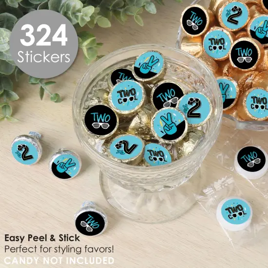 Big Dot of Happiness Two Cool - Boy - Blue 2nd Birthday Party Party Small Round Candy Stickers - Party Favor Labels - 324 Count {3}