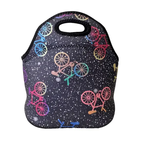 Wrapables Insulated Neoprene Lunch Bag Bikes in Space {2}