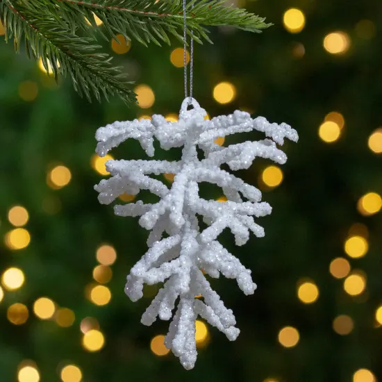 Northlight 5" White and Silver Glitter Pine Cone Christmas Ornament {3}