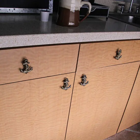 Bronze Cast Iron Ship Anchor Drawer Pull Decorative Cabinet Knob Set of 6 {5}