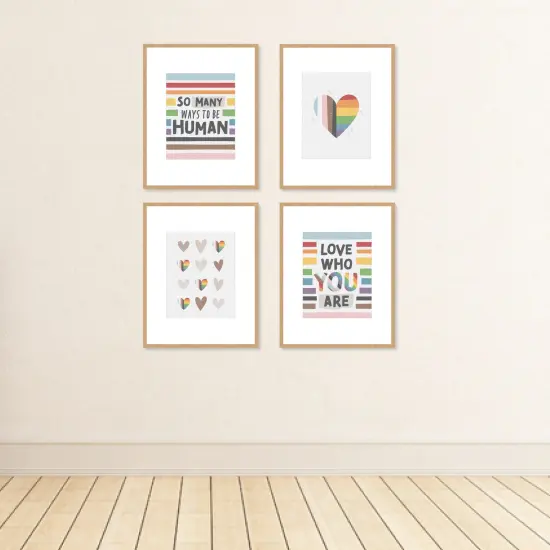 Big Dot of Happiness So Many Ways to Be Human - Unframed Pride Linen Paper Wall Art - Set of 4 - Artisms - 8 x 10 inches {4}