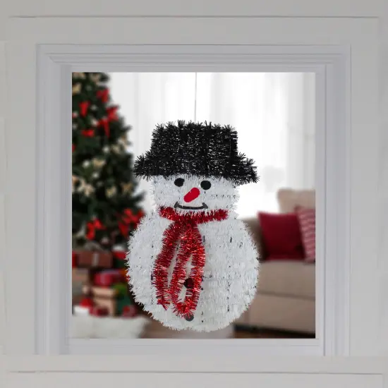 Northlight 19" Tinsel Snowman Christmas Window Decoration White {3}